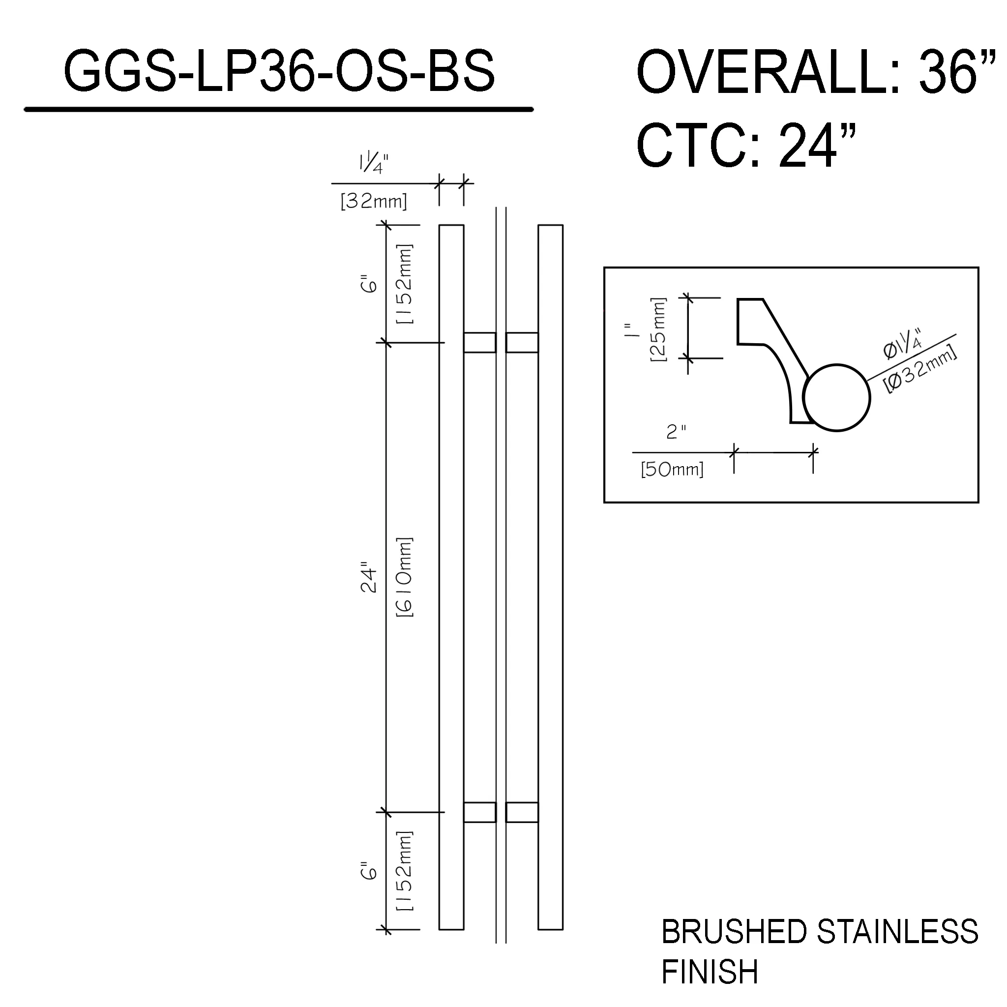 36" (24" CTC) Commercial LP - Offset (BS, PS, MBL)