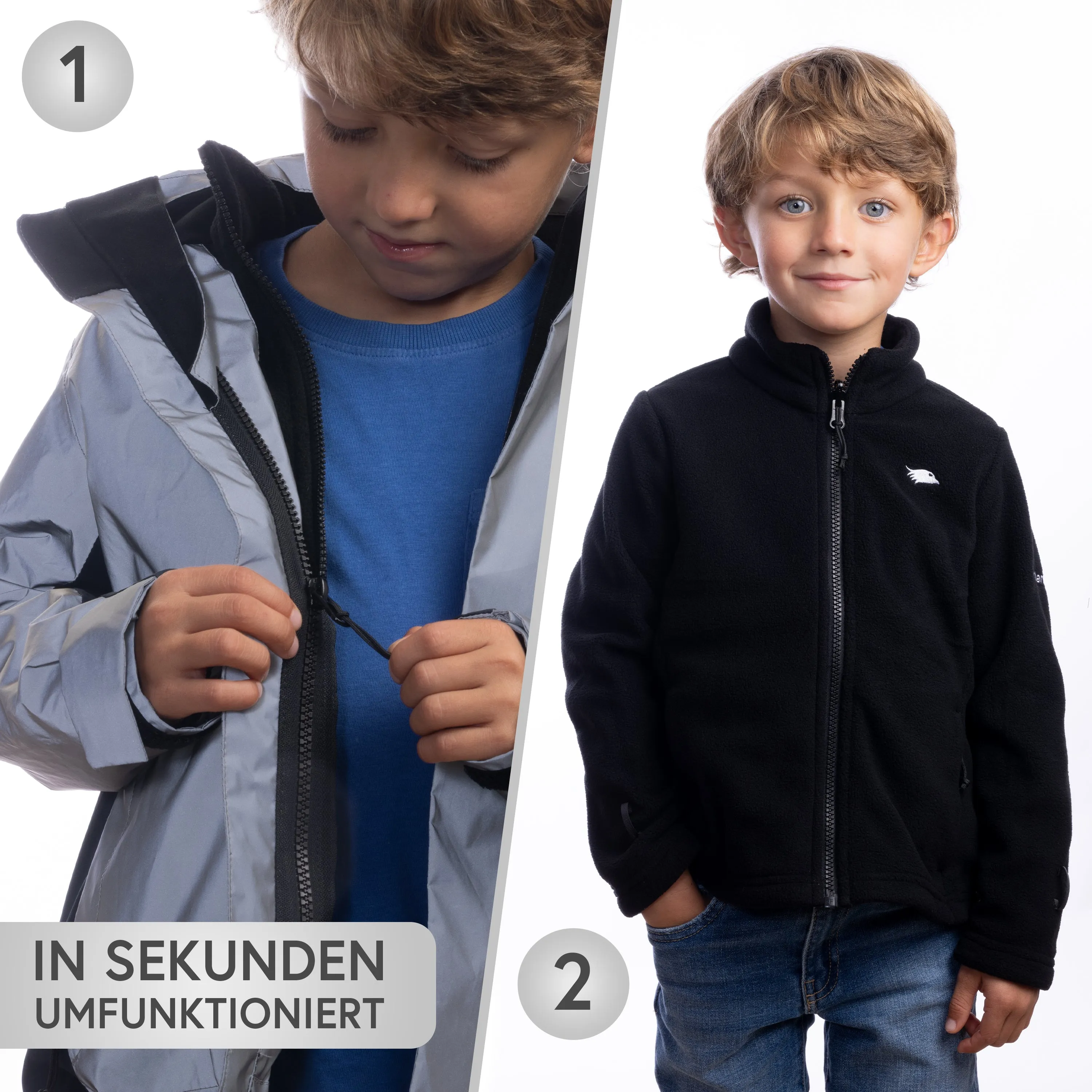 3in1 Smart Jacket - Reflektierende Jacke mit Fleece Zipp-In für Jungen & Mädchen