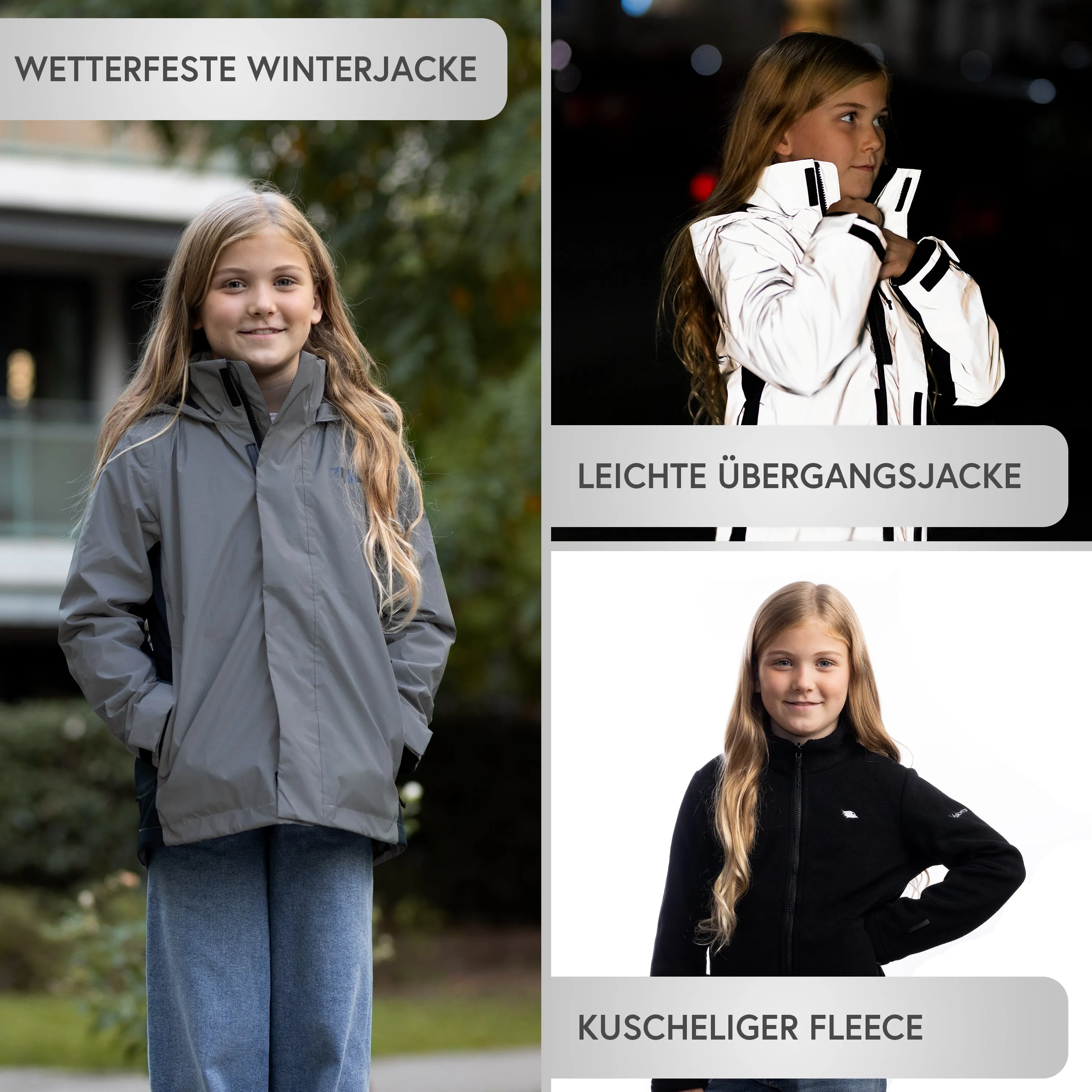 3in1 Smart Jacket - Reflektierende Jacke mit Fleece Zipp-In für Jungen & Mädchen