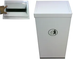 60 Litres WHITE Powder Coated Steel Bin C/W Self-Closing Lid