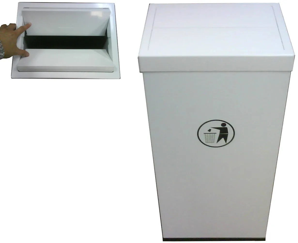60 Litres WHITE Powder Coated Steel Bin C/W Self-Closing Lid