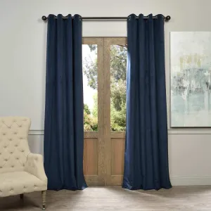 84 Inch Girls Midnight_blue Color Velvet Blackout Curtain Single