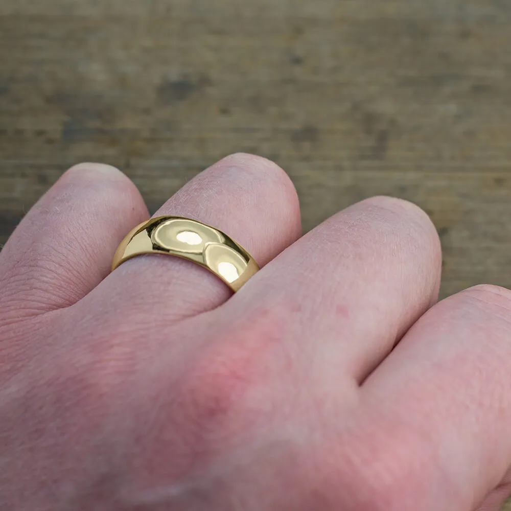 8mm 14k Yellow Gold Mens Wedding Band, Half Round High Polished