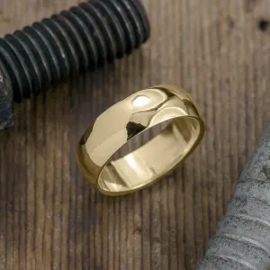 8mm 14k Yellow Gold Mens Wedding Band, Half Round High Polished