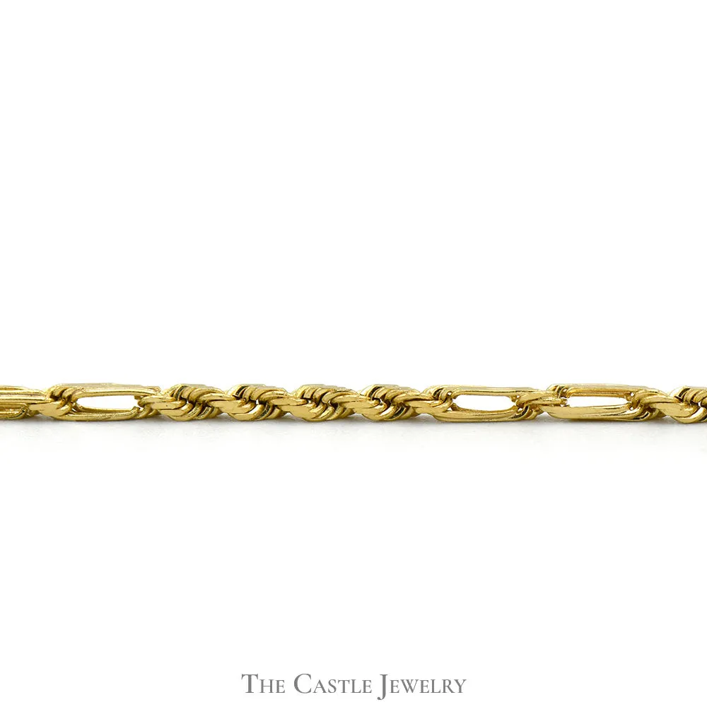 9 inch 14k Yellow Gold Figaro Rope Chain Bracelet with Barrel Clasp