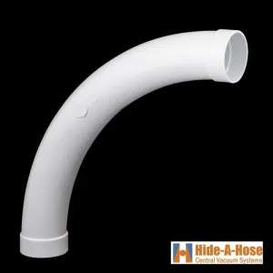 90 Degree White Wide Sweep ELL Central Vacuum Fitting