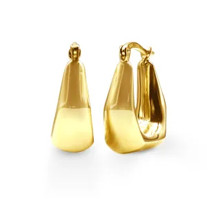 9ct Yellow Gold Silver Infused Graduated Angled Hoop Earrings