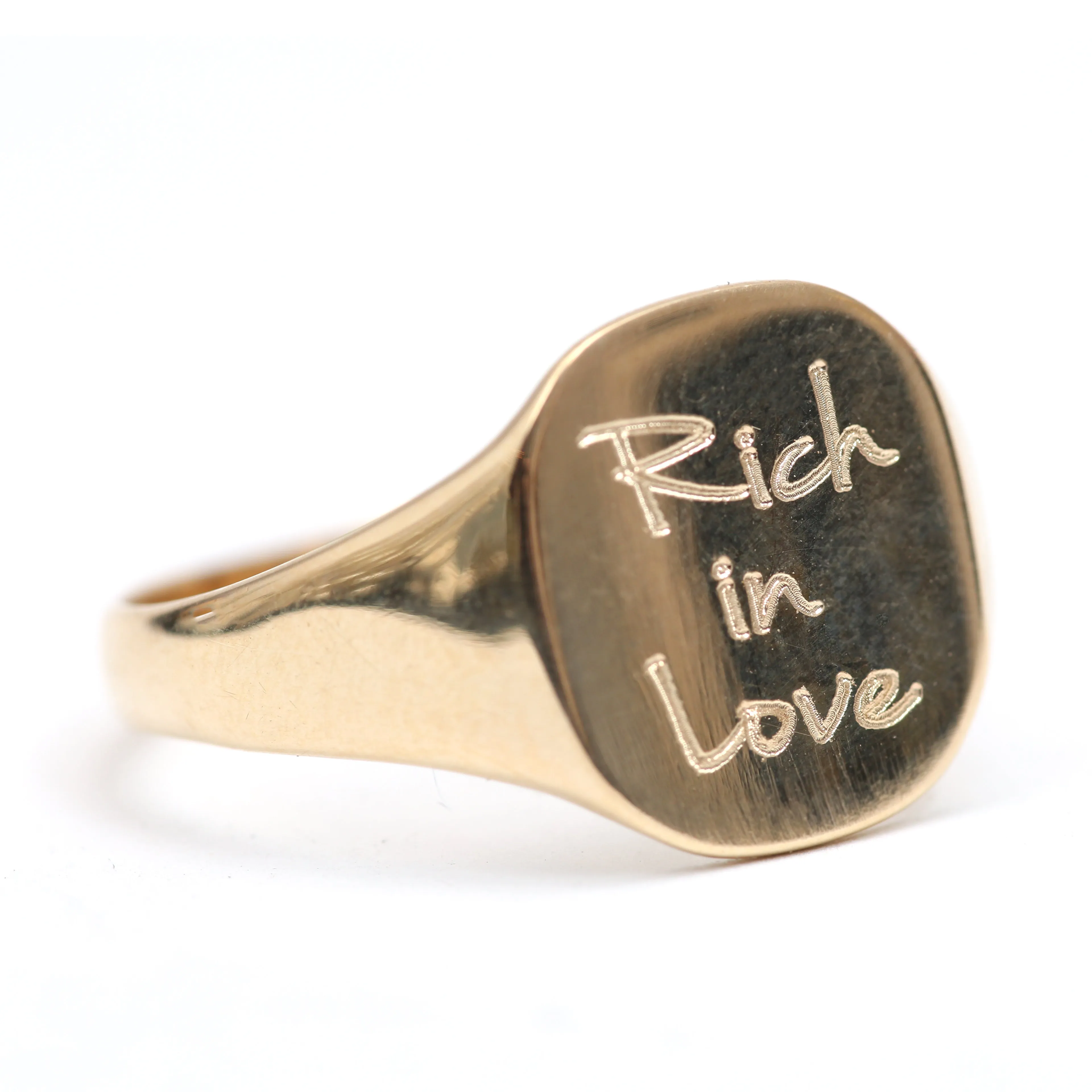 9k "Rich in Love" Signet Ring