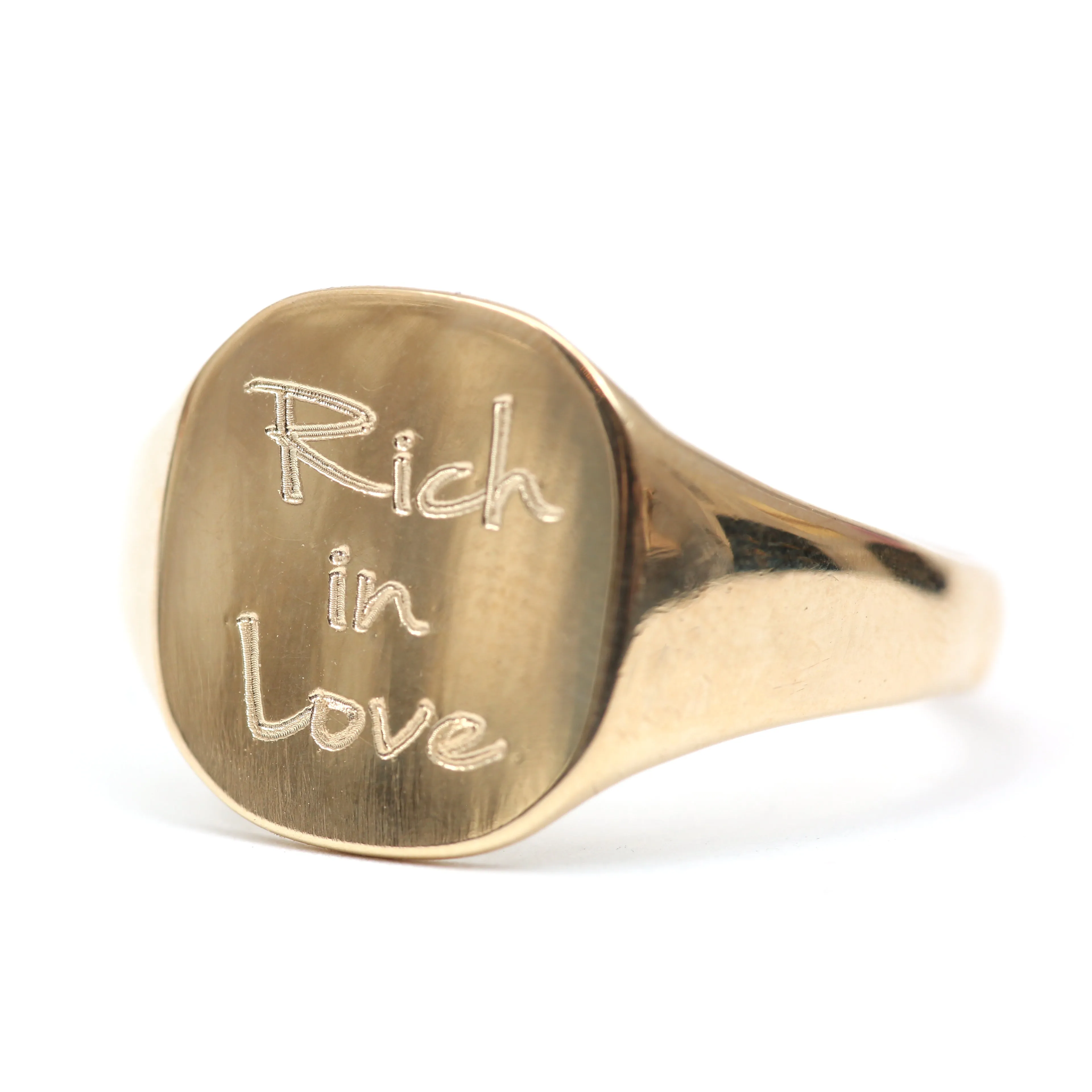 9k "Rich in Love" Signet Ring