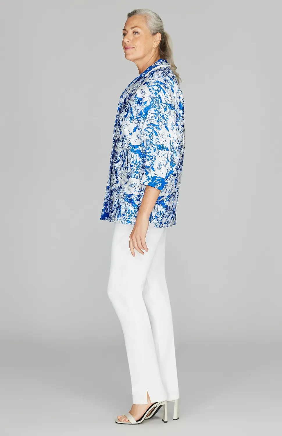 Abstract Flora Jacquard Button Front Collared Jacket