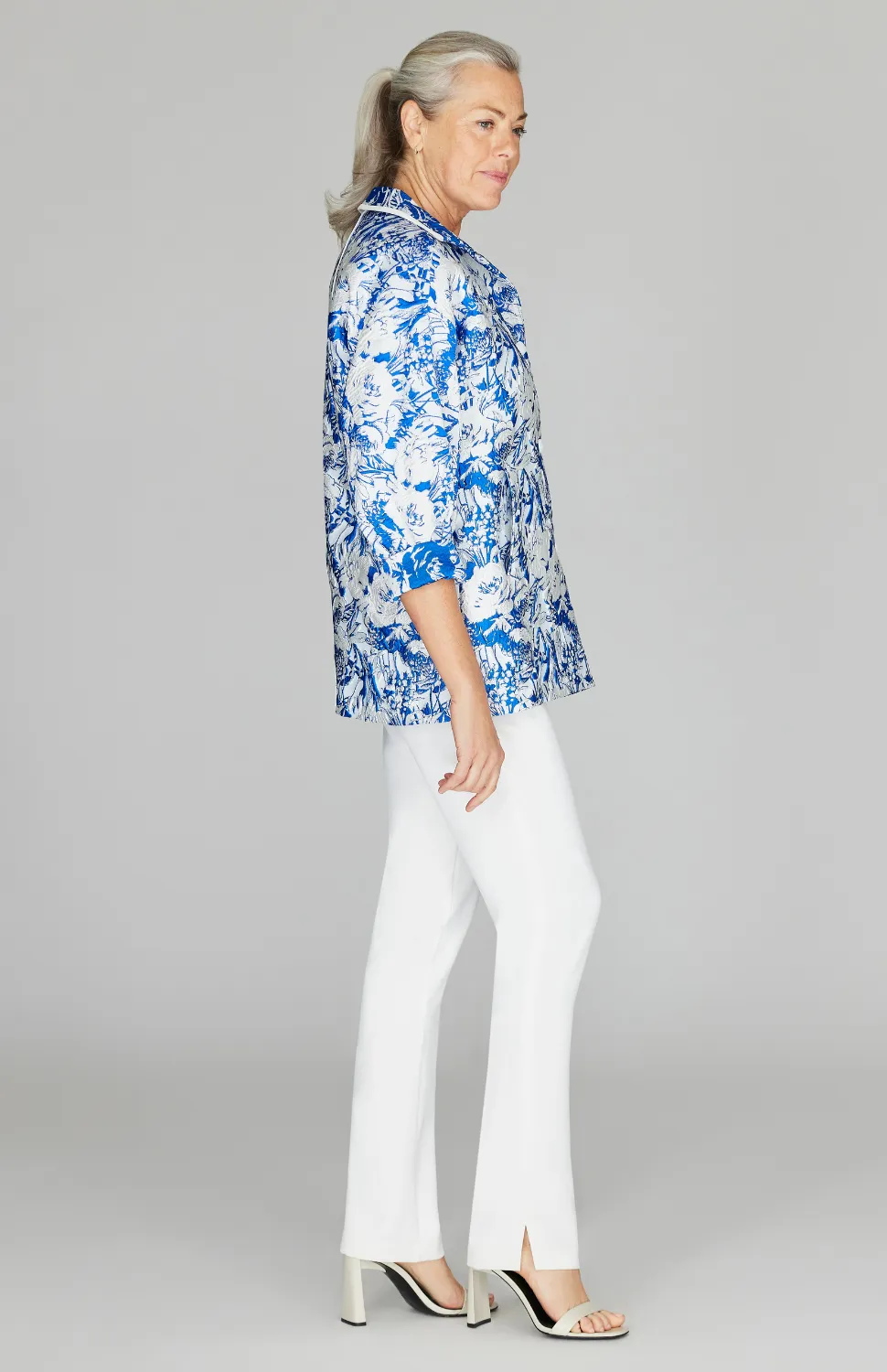 Abstract Flora Jacquard Button Front Collared Jacket