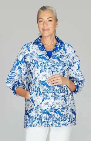 Abstract Flora Jacquard Button Front Collared Jacket