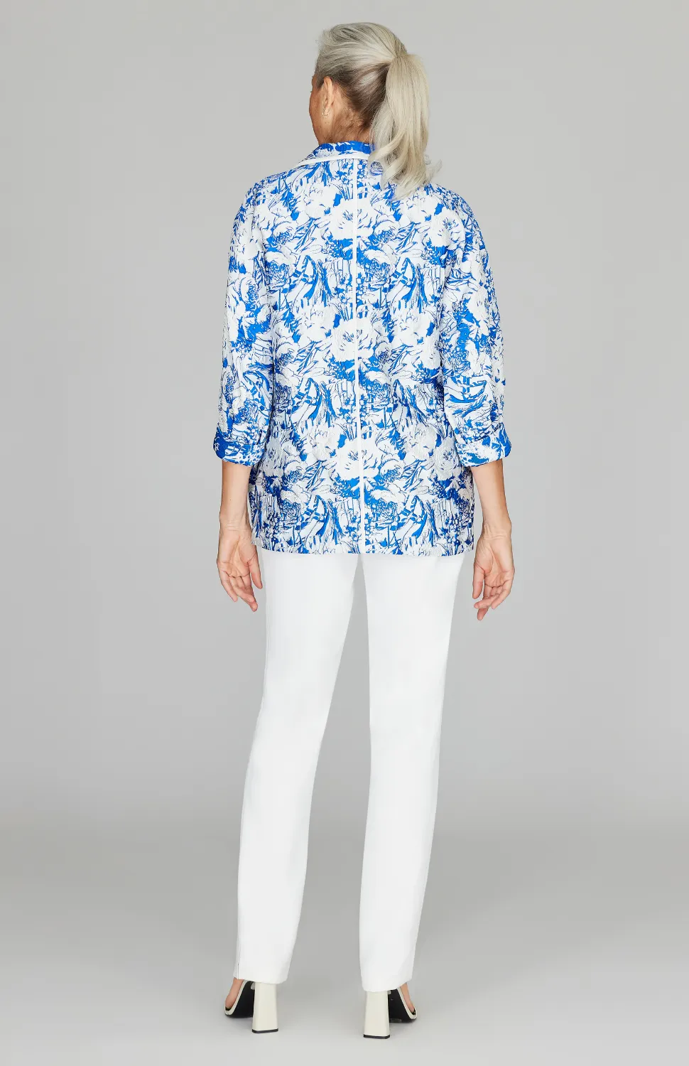 Abstract Flora Jacquard Button Front Collared Jacket