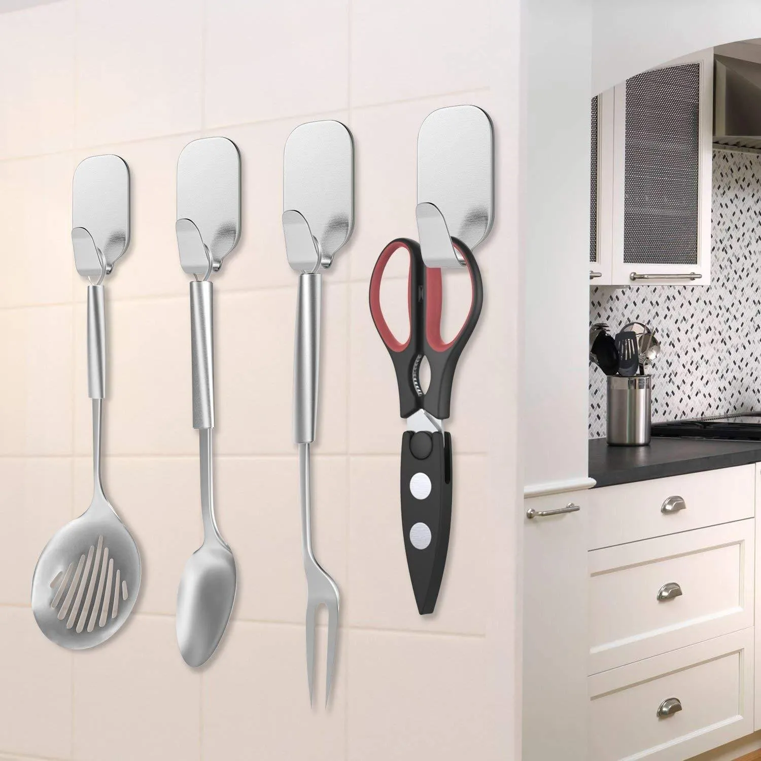 Adhesive Hooks, 16 Pack 3M Self Adhesive Wall Hooks for Key Robe Coat Towel, Heavy Duty Stainless Steel Wall Mount Hooks,for Kitchen Bathroom Toilet
