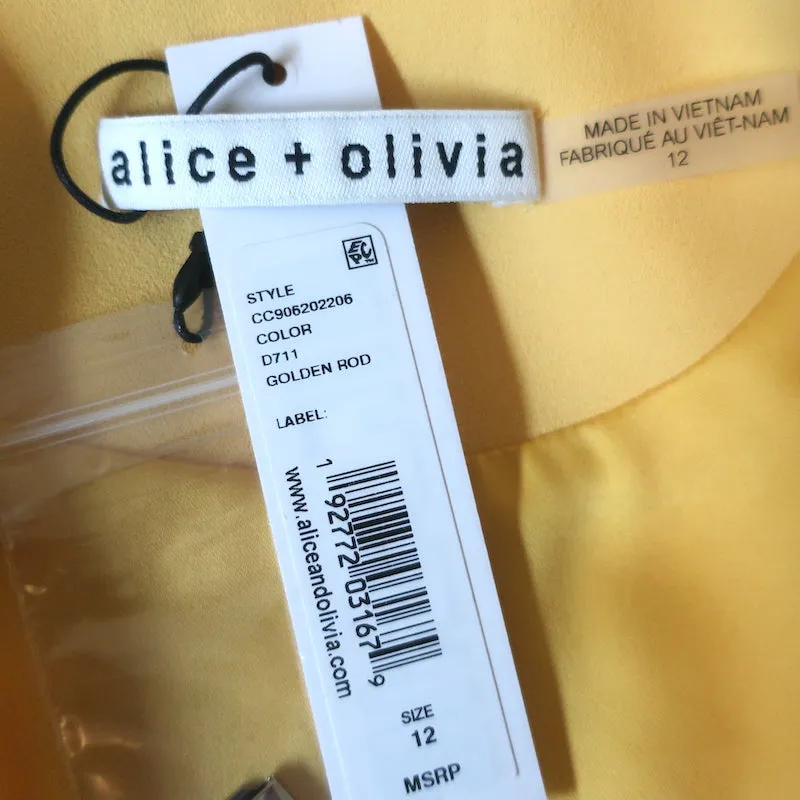 Alice   Olivia Skye Boxy Boyfriend Blazer Golden Rod Crepe Size 12 NEW