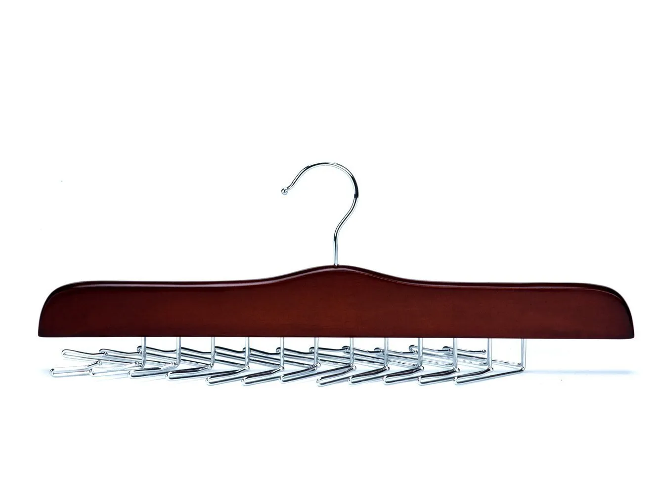 Amber Home Gugertree Wood Multifunctional Accessories Tie Belt Scarf Rack Hanger Holder Hook, Adjustable Clips for 24 Ties, 1-Pack (Chrome Hook)