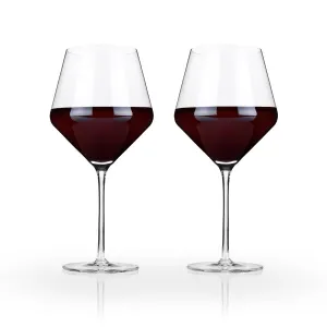 ANGLED CRYSTAL BURGUNDY GLASSES