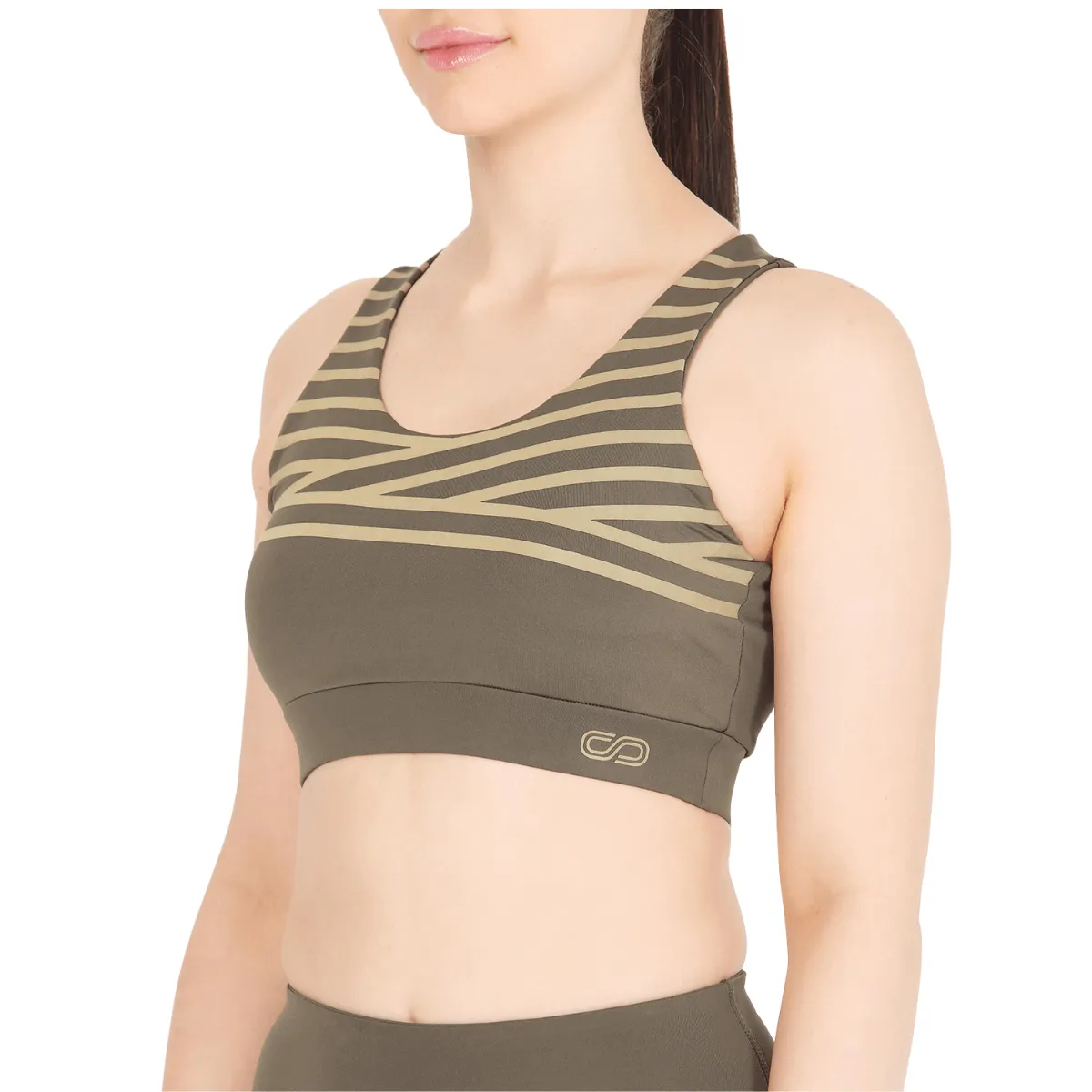 Athena Reflective Crop Top Olive