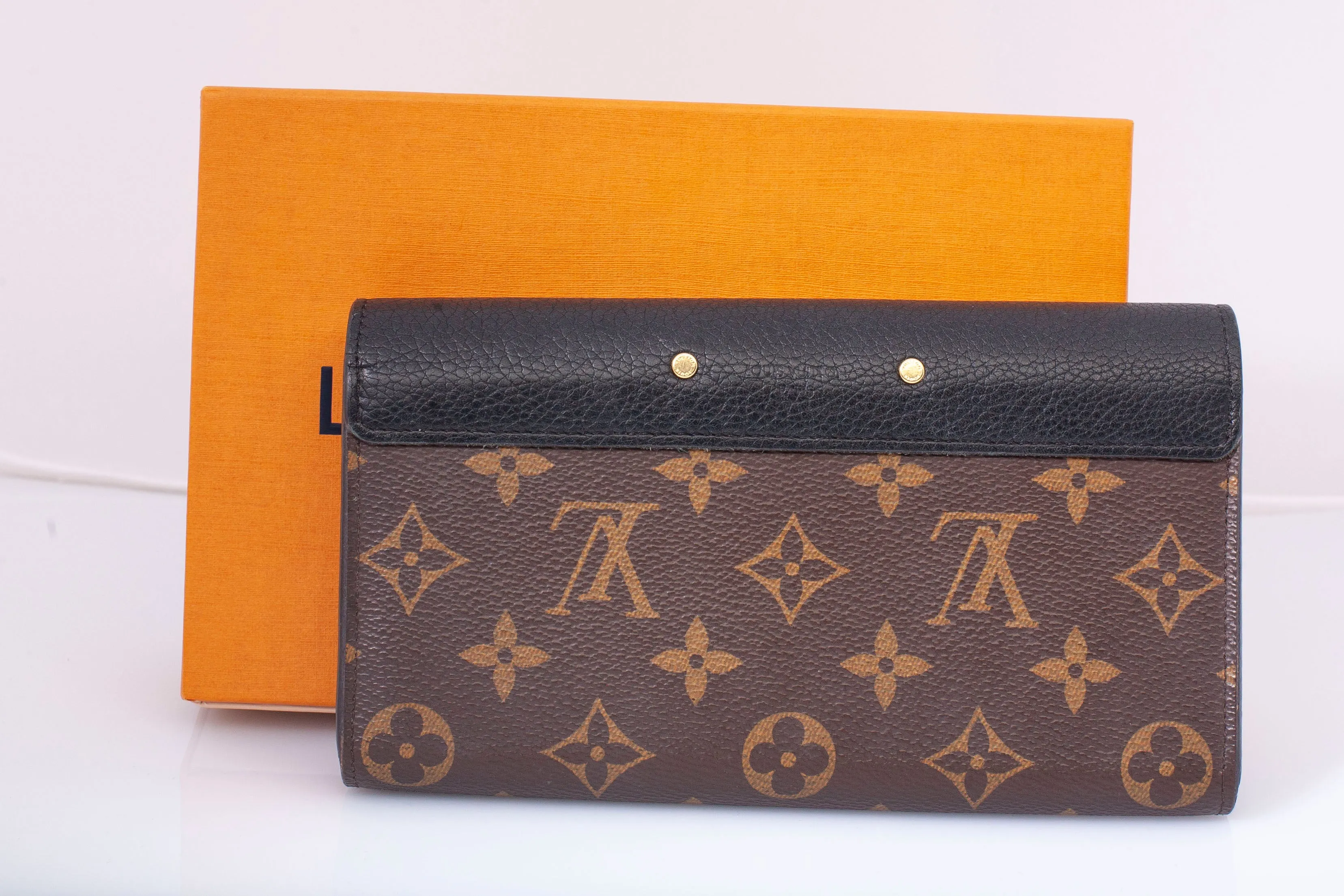 Authentic Louis Vuitton Black Monogram Canvas Pallas Wallet