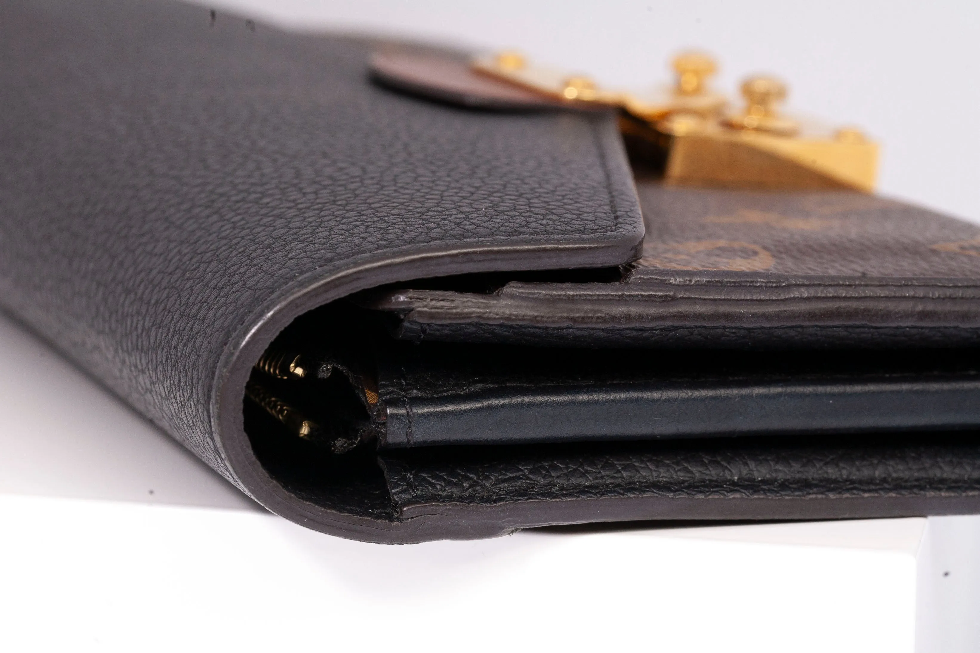 Authentic Louis Vuitton Black Monogram Canvas Pallas Wallet