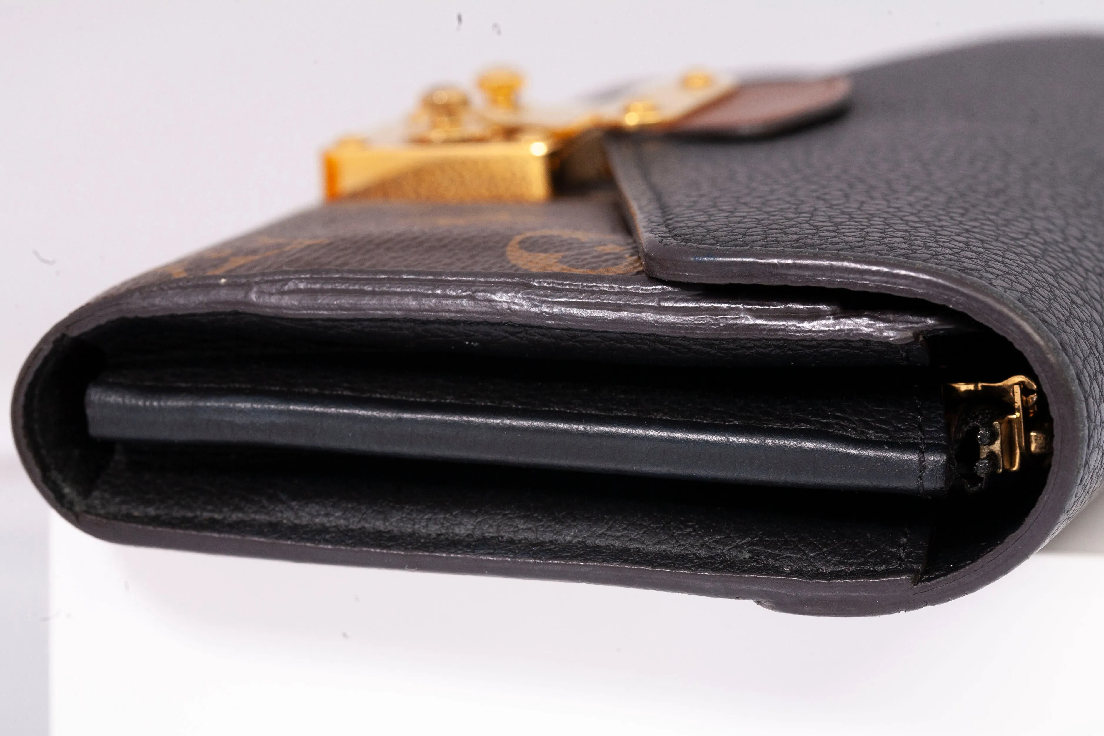 Authentic Louis Vuitton Black Monogram Canvas Pallas Wallet