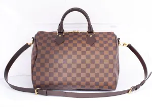 Authentic LOUIS VUITTON Damier Ebene Speedy 30 Bandouliere Shoulder Bag