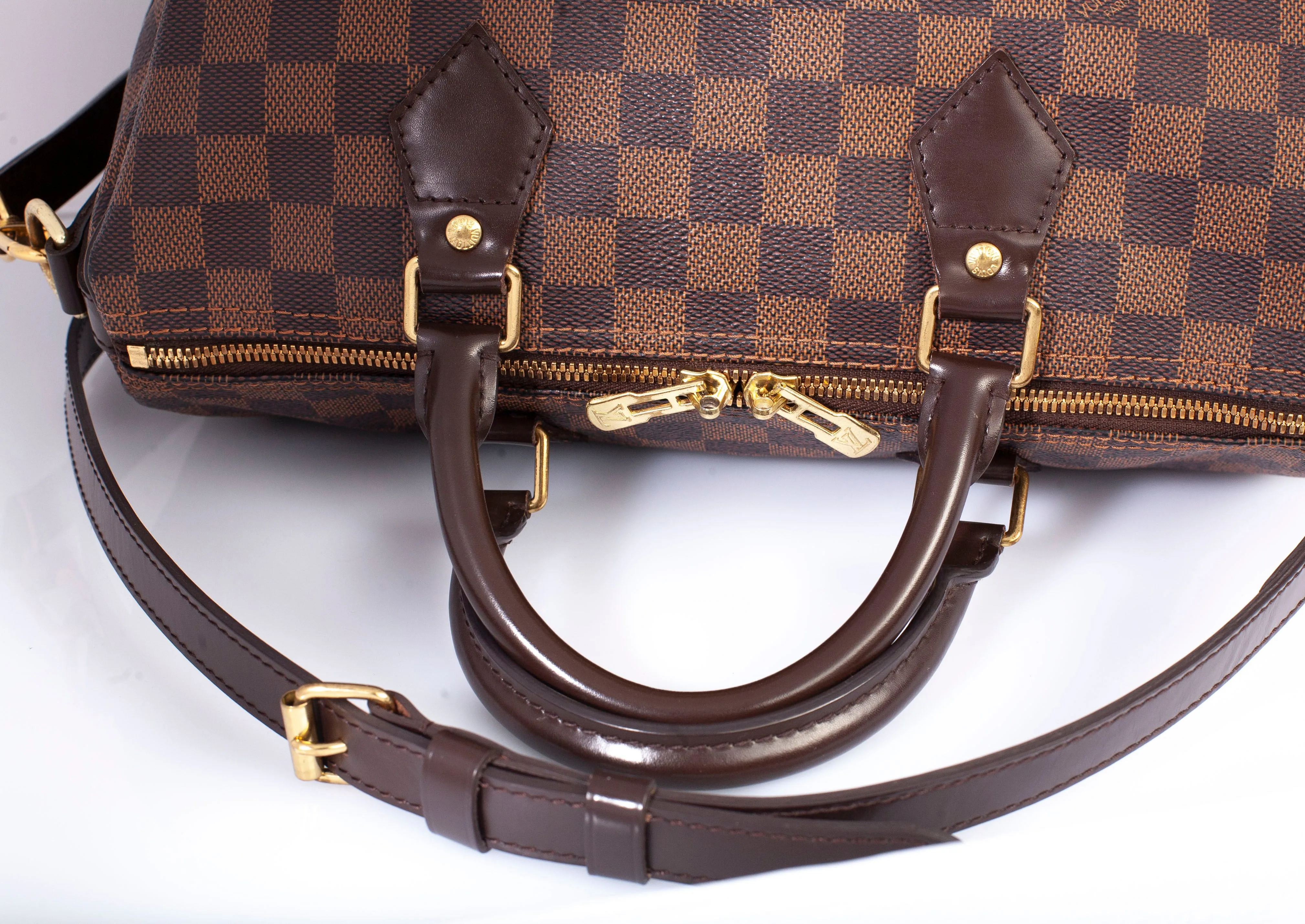 Authentic LOUIS VUITTON Damier Ebene Speedy 30 Bandouliere Shoulder Bag