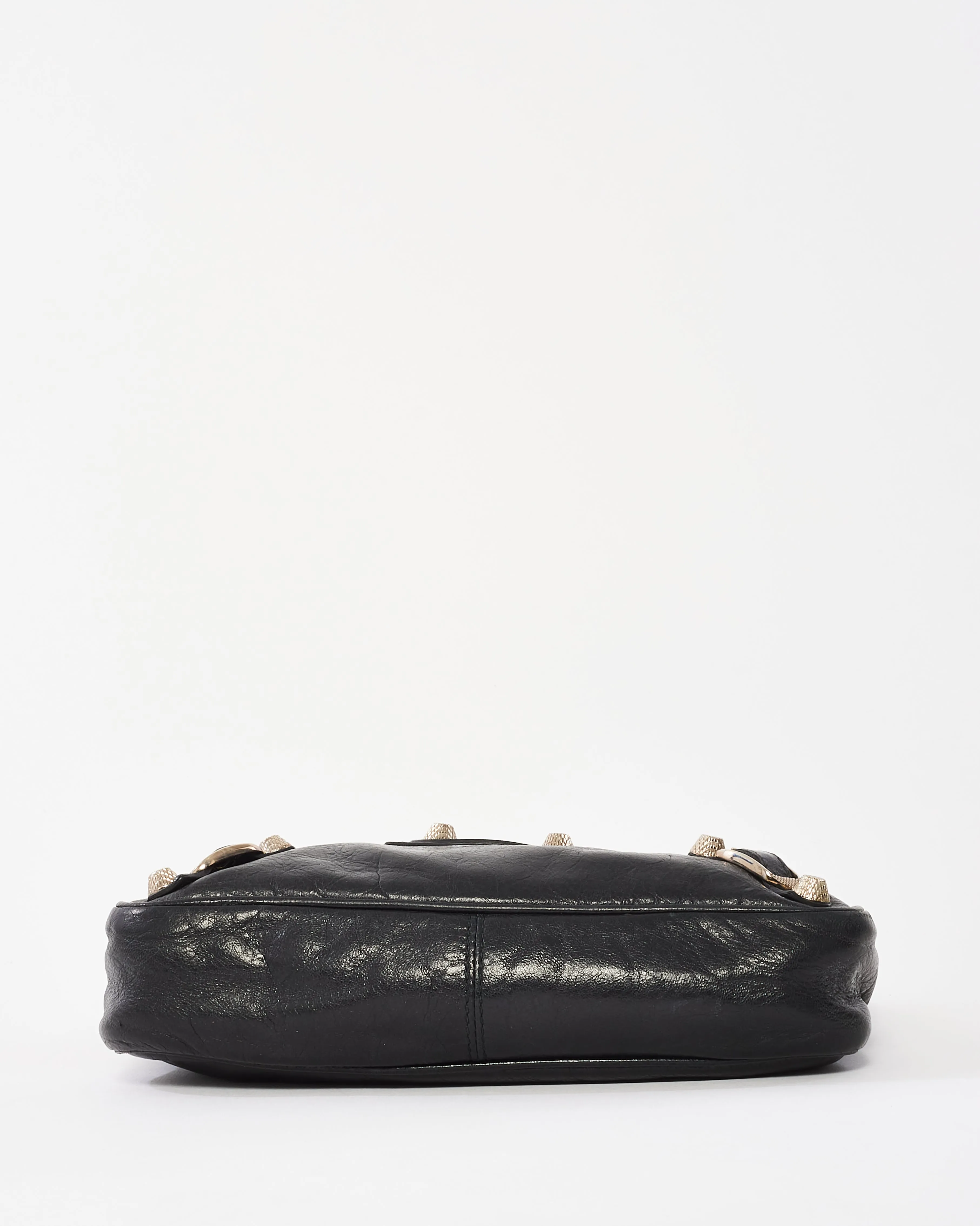 Balenciaga Black Leather Motocross Silver Giant 12 Hip Crossbody Bag