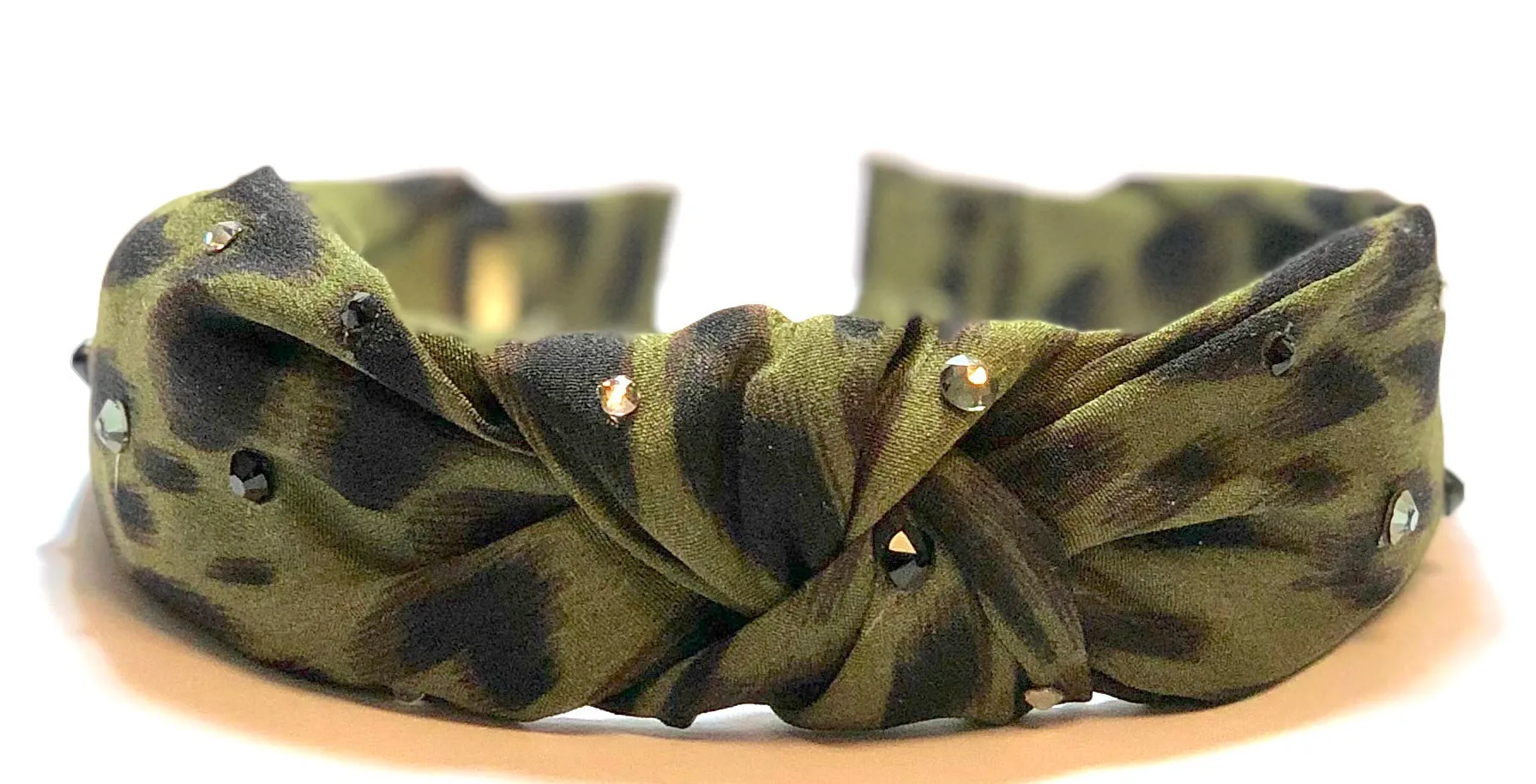 Bari Lynn Animal Print Twist Knot Headband with Crystals