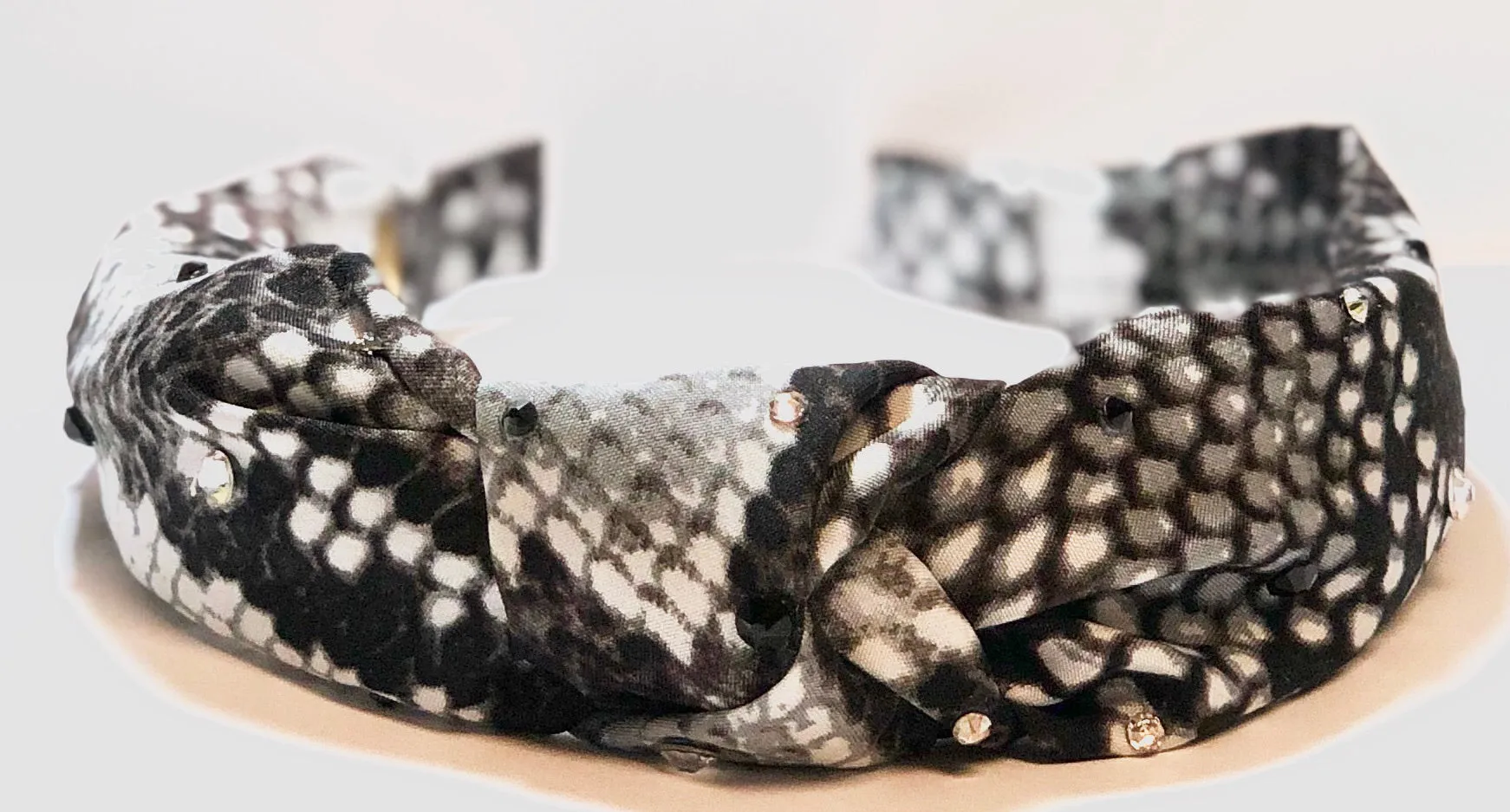 Bari Lynn Animal Print Twist Knot Headband with Crystals