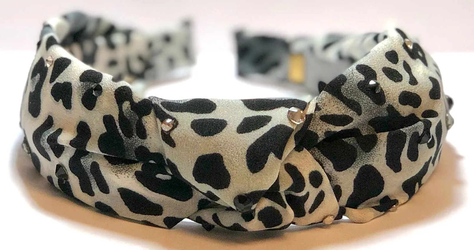 Bari Lynn Animal Print Twist Knot Headband with Crystals