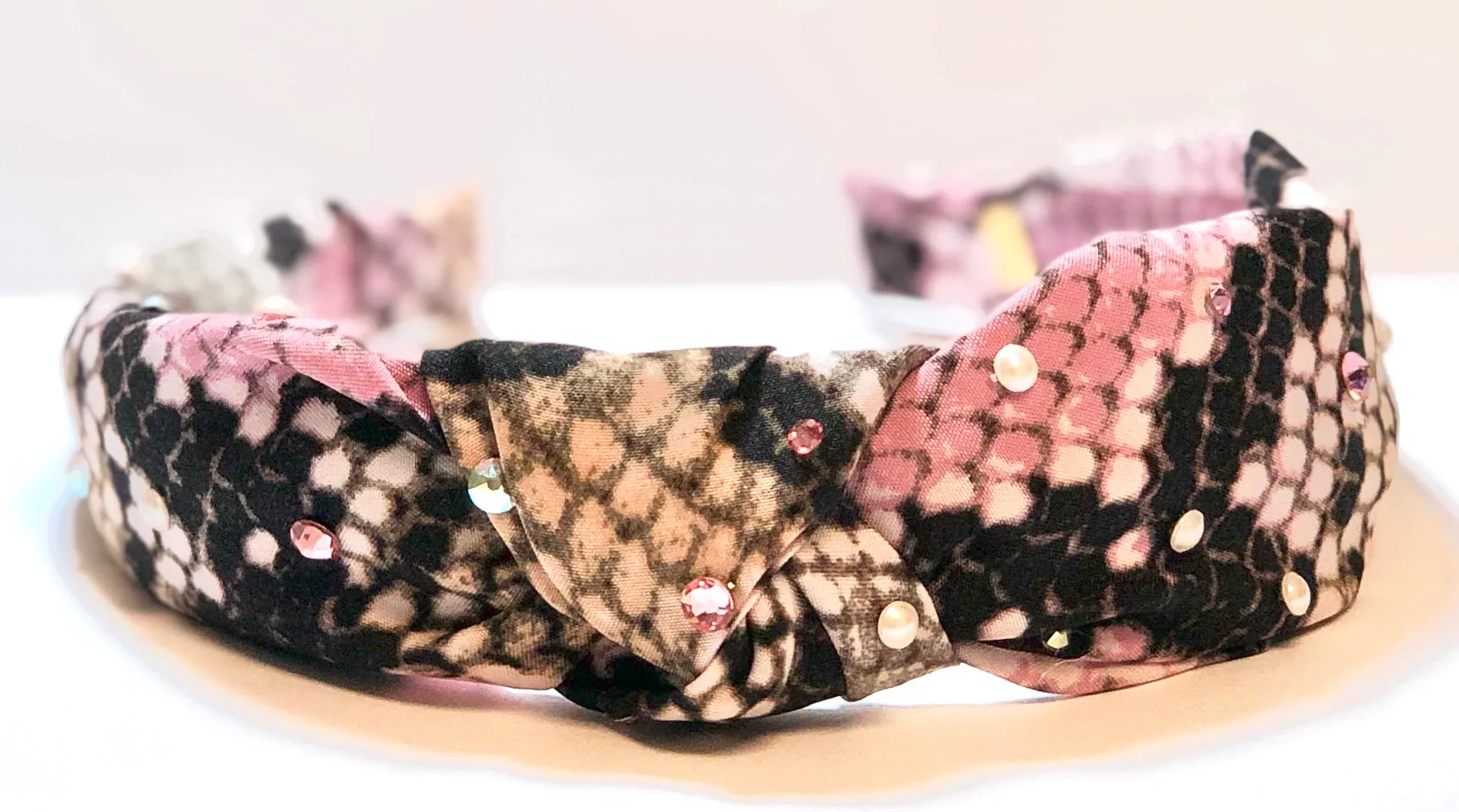 Bari Lynn Animal Print Twist Knot Headband with Crystals