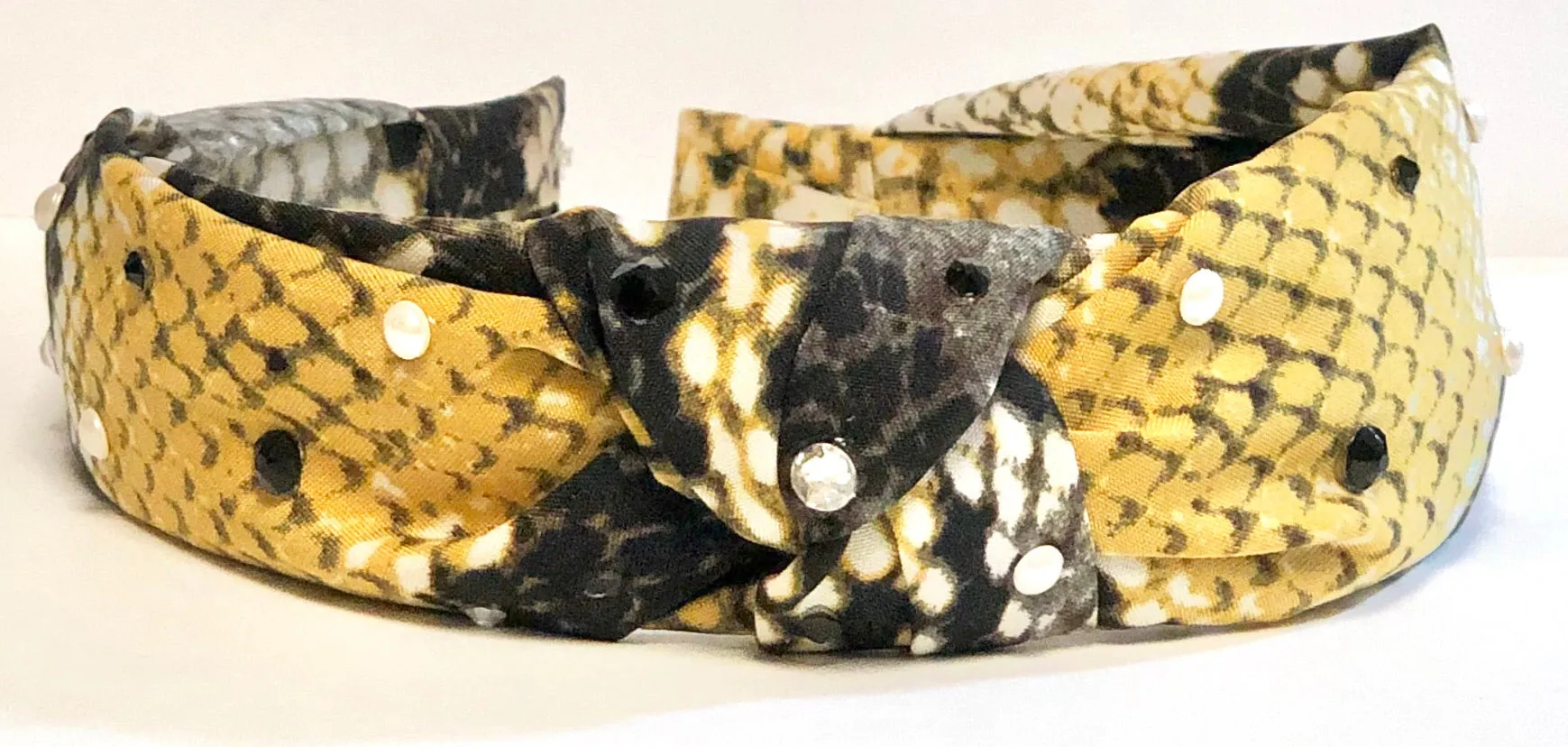 Bari Lynn Animal Print Twist Knot Headband with Crystals