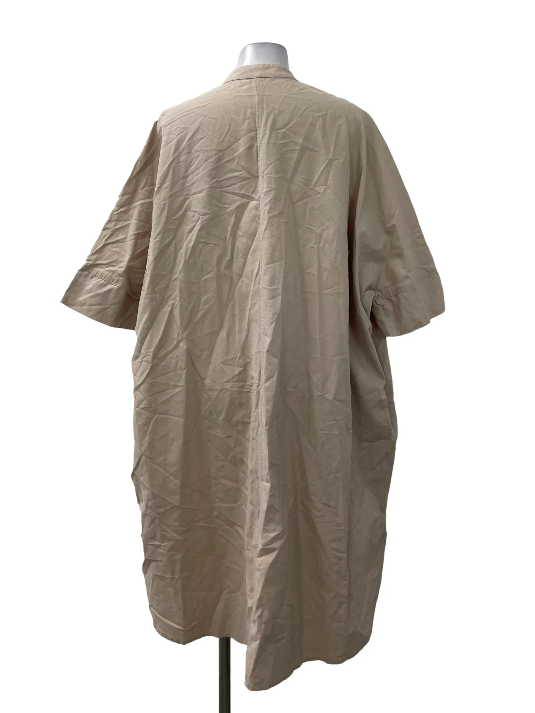 Beige Button Down Boxy Dress