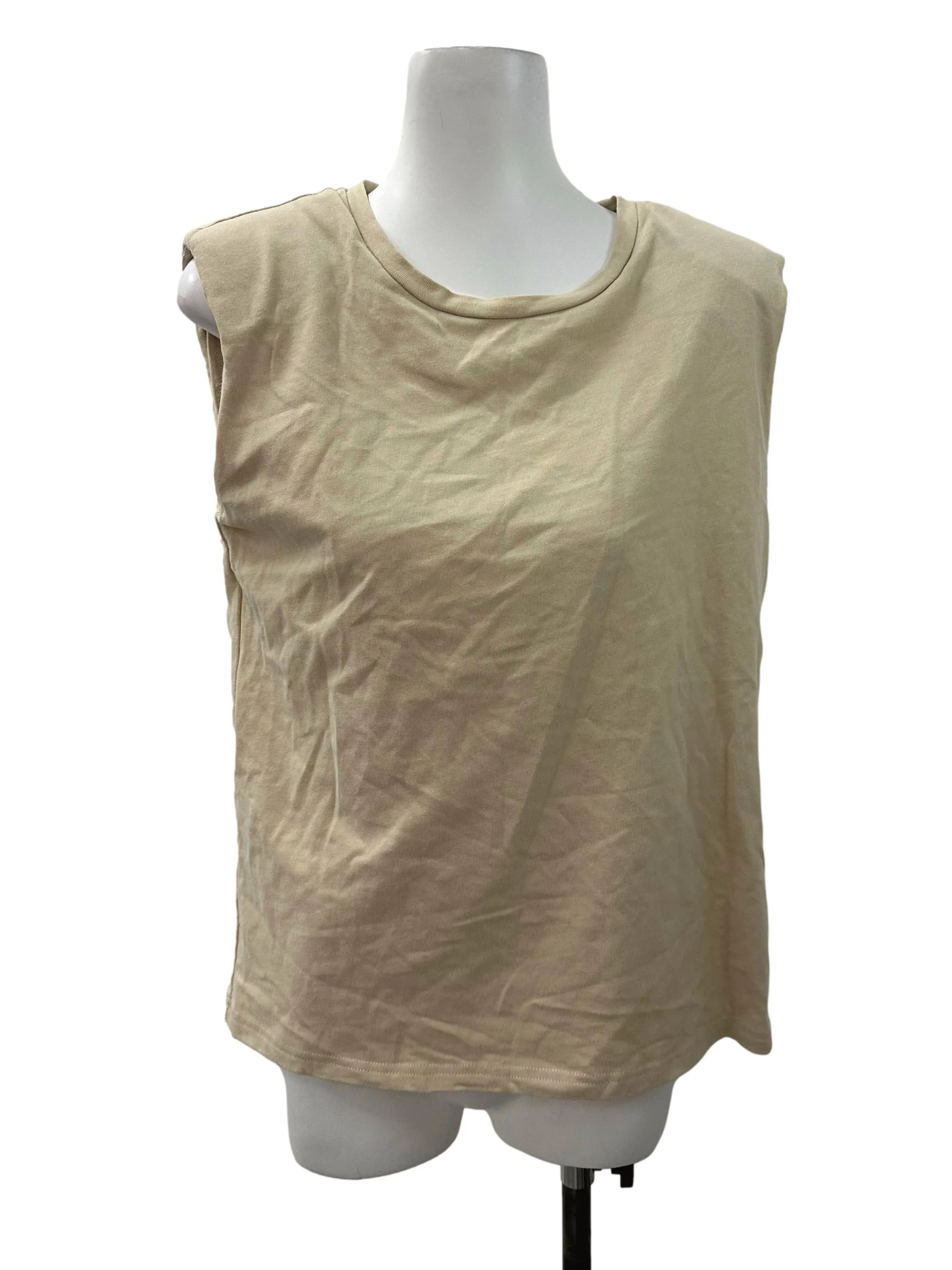 Beige Sleeveless Boxy Top TCL