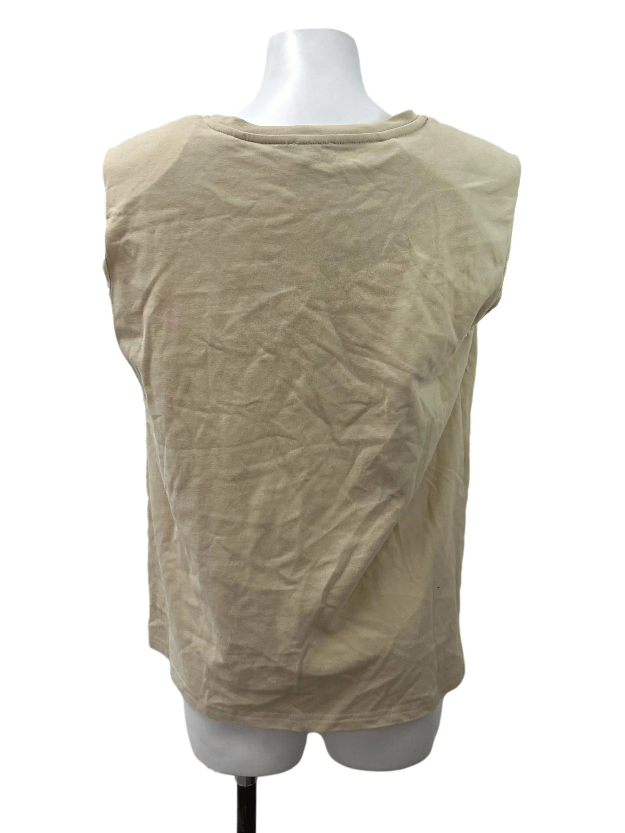 Beige Sleeveless Boxy Top TCL