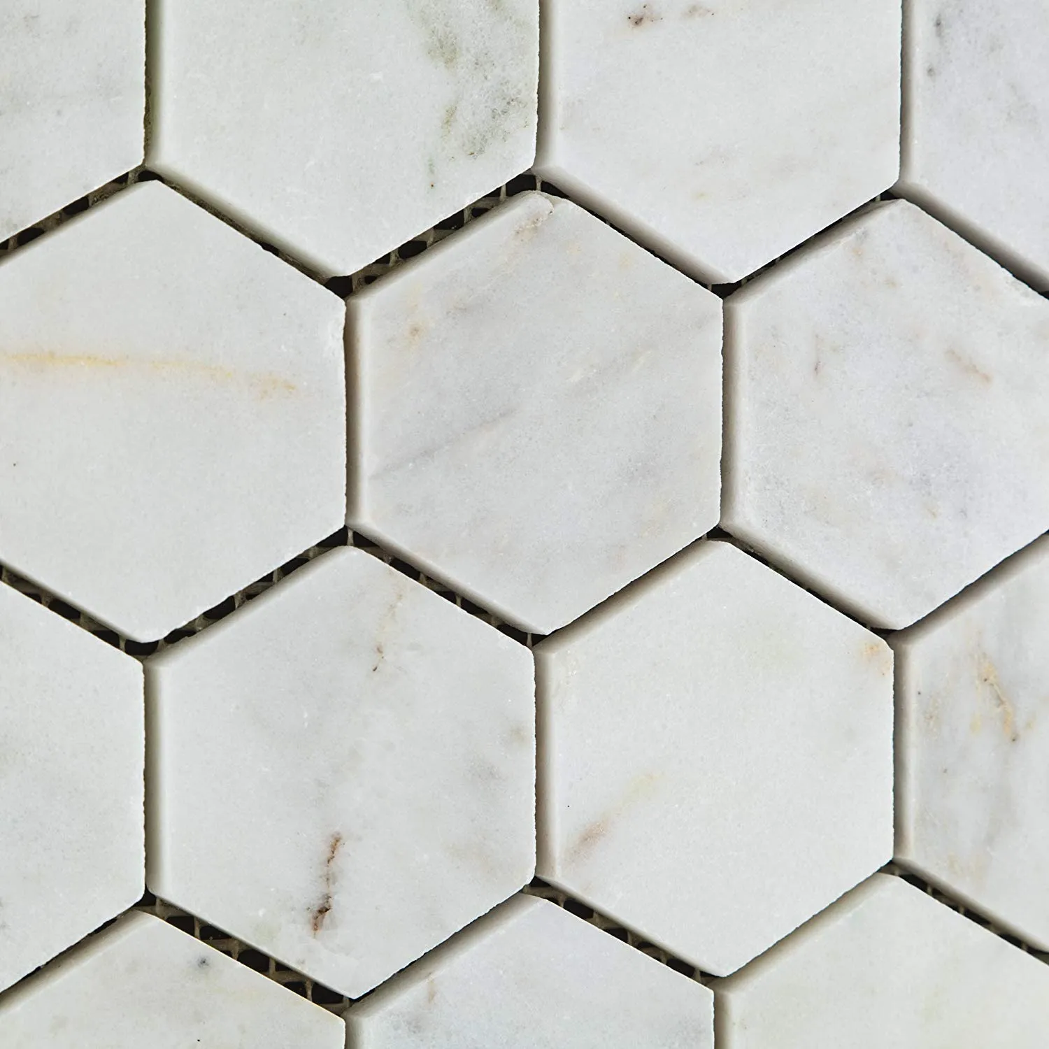 Bianco Venatino Carrara White Carrera Marble Polished 2 inch (2 X 2) Hexagon Mosaic Tile - Lot of 50 Sheets