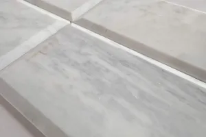 Bianco Venatino Marble 6X12 Deep - Beveled & Polished Subway Tile - STANDARD QUALITY - Lot of 20 Sq. Ft.