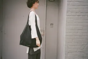 BIG BIRTHDAY BAG, BLACK LAMBSKIN