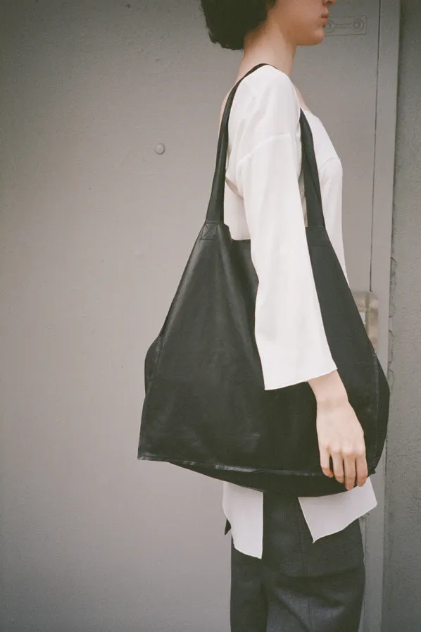 BIG BIRTHDAY BAG, BLACK LAMBSKIN