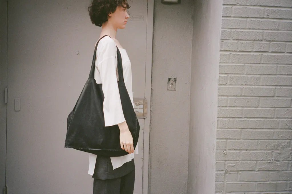 BIG BIRTHDAY BAG, BLACK LAMBSKIN