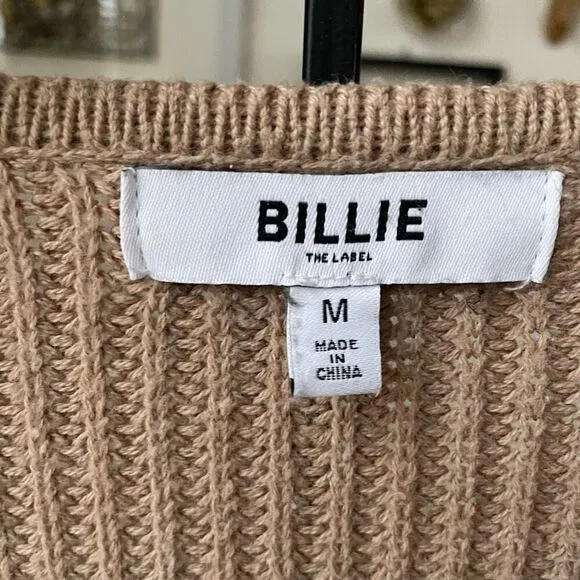 Billie The Label Madeleine Double Breasted Cardigan Sweater Tan M