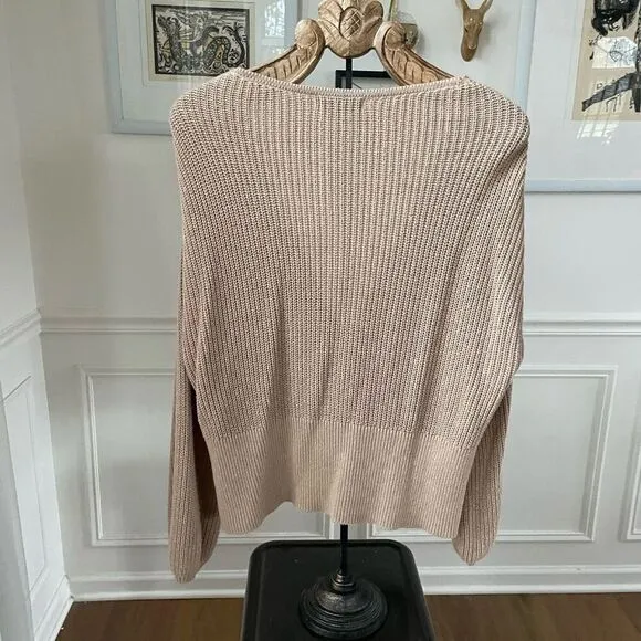 Billie The Label Madeleine Double Breasted Cardigan Sweater Tan M