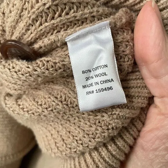 Billie The Label Madeleine Double Breasted Cardigan Sweater Tan M