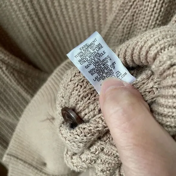 Billie The Label Madeleine Double Breasted Cardigan Sweater Tan M