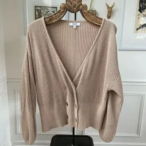 Billie The Label Madeleine Double Breasted Cardigan Sweater Tan M