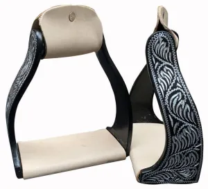Black Engraved Lightweight Twisted Angled Aluminum Stirrups