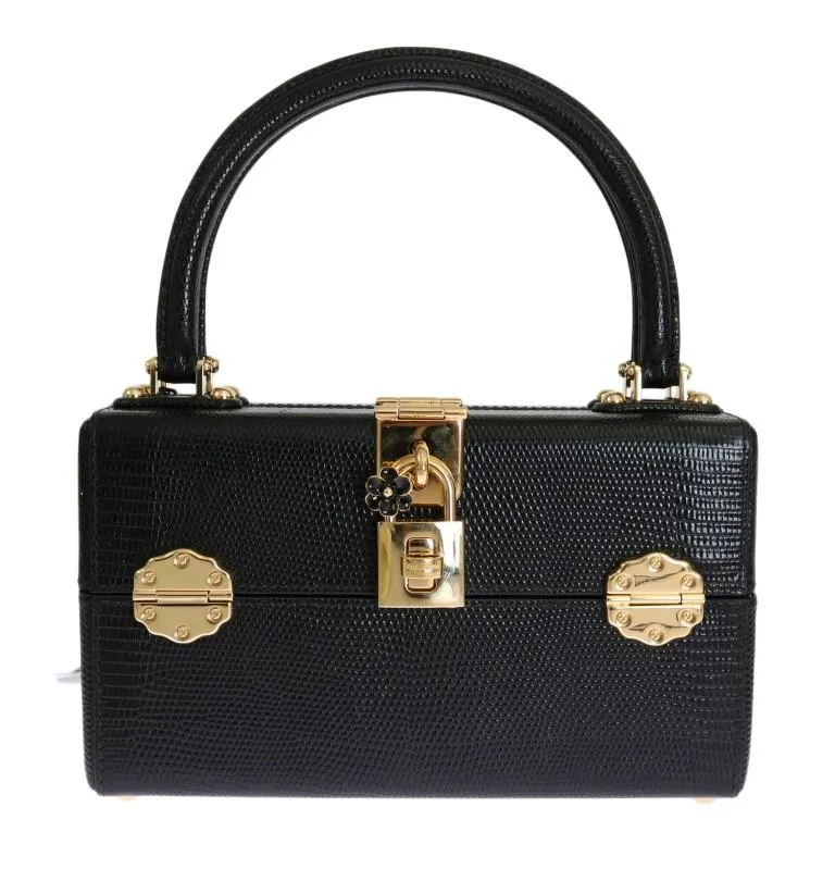 Black Leather Hand Cosmetic Bag