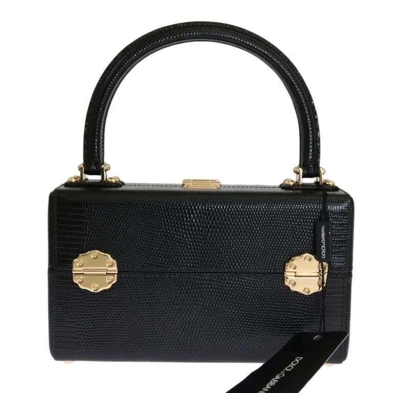 Black Leather Hand Cosmetic Bag