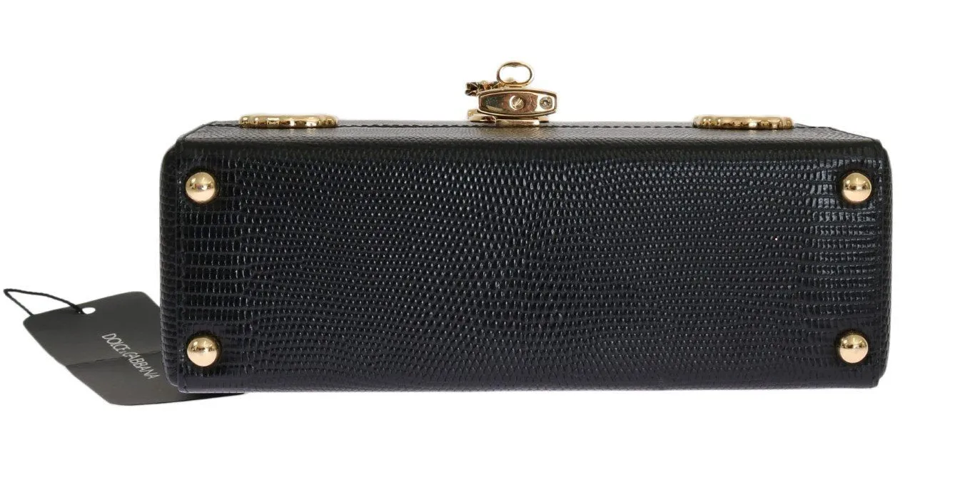 Black Leather Hand Cosmetic Bag